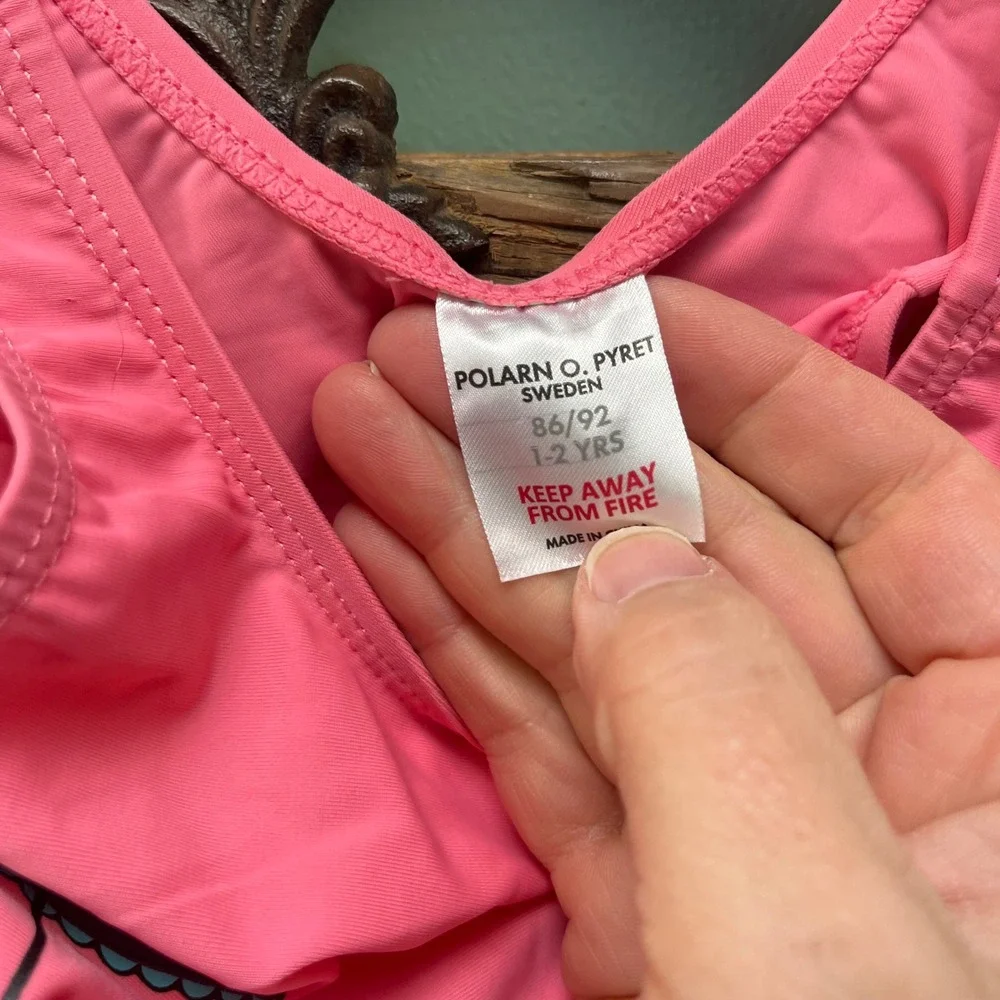 Polarn O. Pyret Kids‎ Pink Ostrich Ruffle One Piece Swimsuit 86/92 1-2 Years